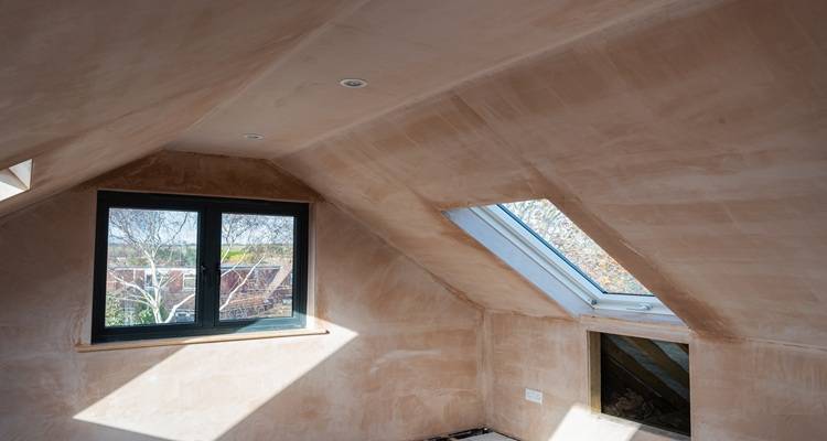 plastered loft room