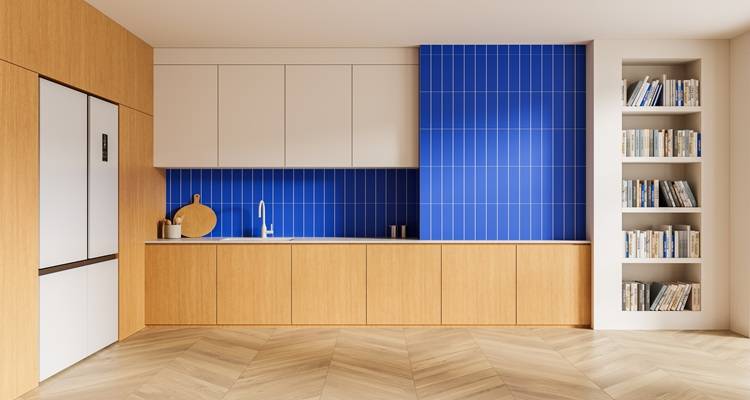 kitchen blue splashback
