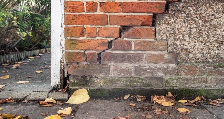 cracked brick wall