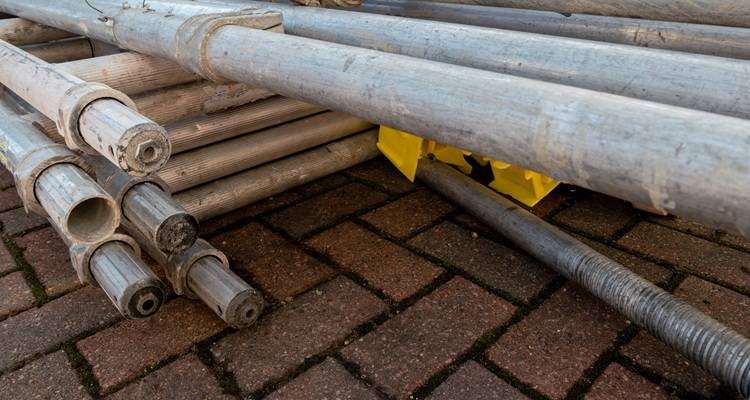red bricks pile of scaffolding