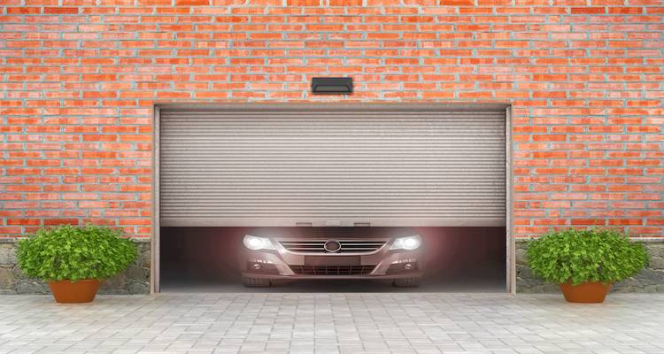 automatic garage door that is opening