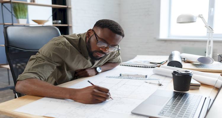 architect working at a desk