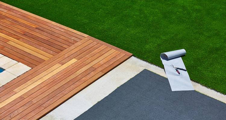 fake grass wooden path