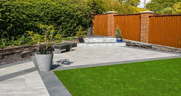 modern garden fake grass slabs