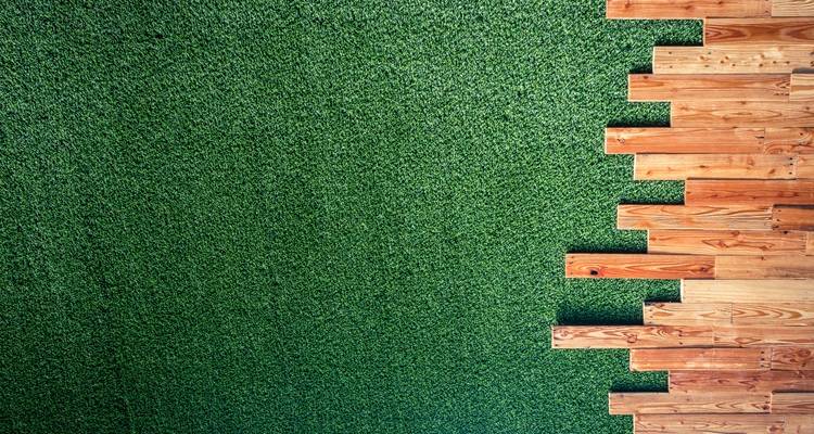 fake grass wooden path