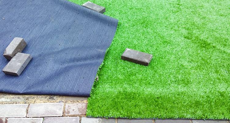 folded over fake grass
