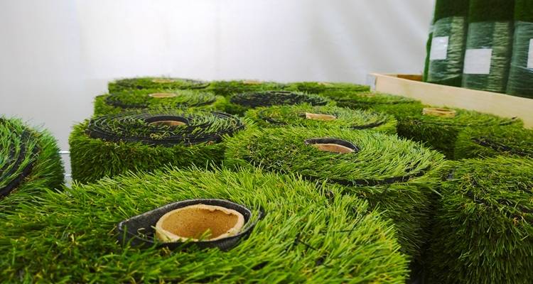 rolls of fake grass
