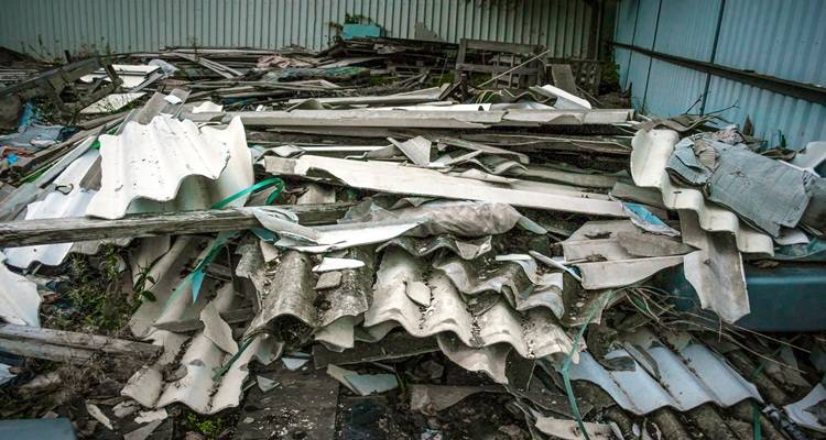 pile of asbestos sheets