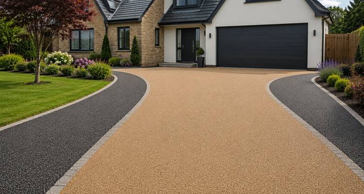 resin driveway modern house