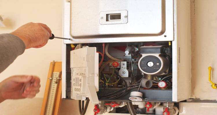 boiler open being repaired