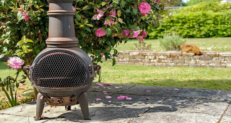chiminea flowers