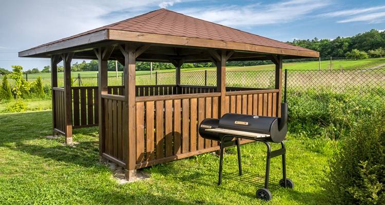 wood gazebo field