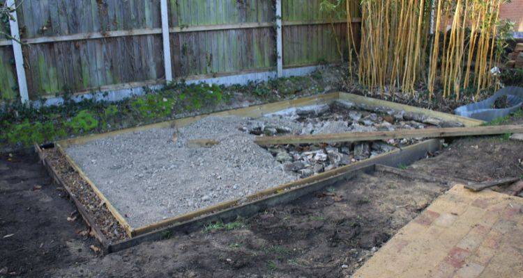 timber and gravel shed base