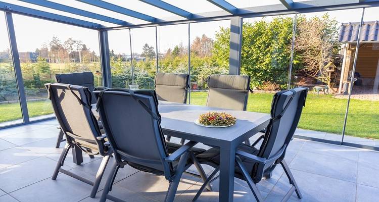 table and chairs in conservatory