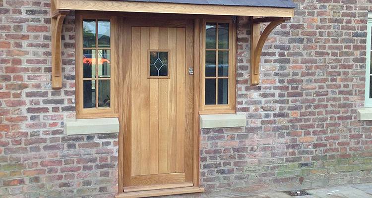 pine front door with a natural effect