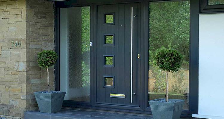 black composite front door