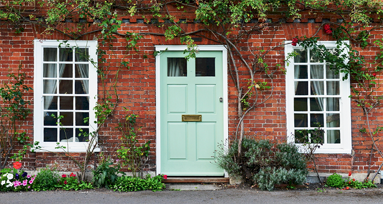 green wooden front door