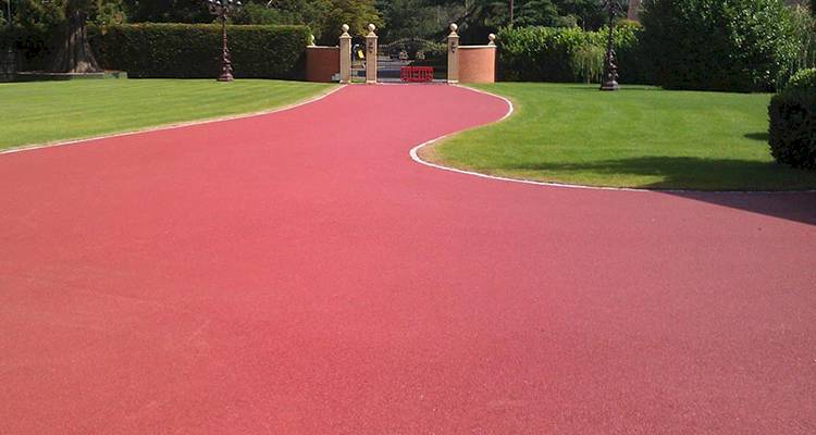 red tarmac driveway installation