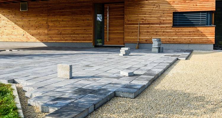 modern home block paving being laid
