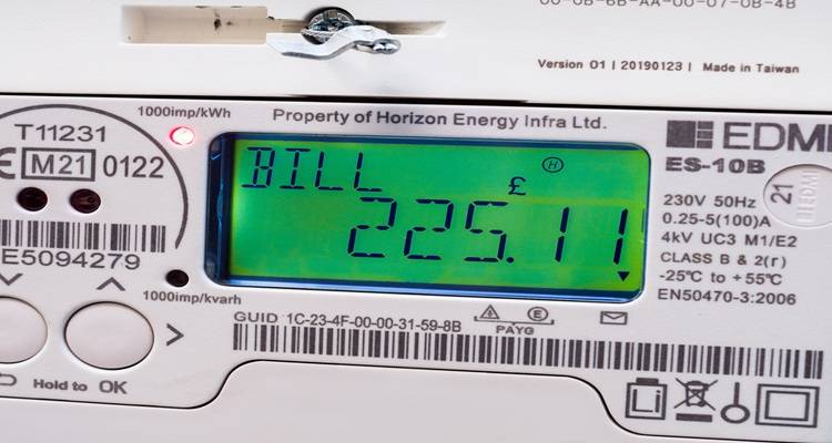 electric meter shows bill price