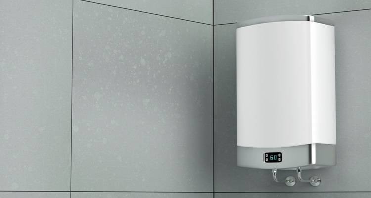 boiler against grey tiles