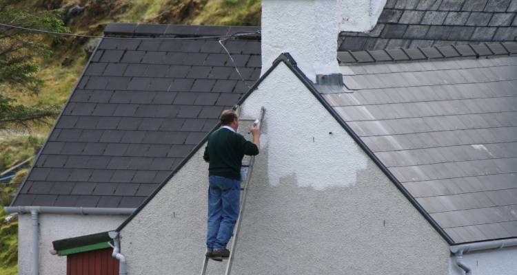 person painting house