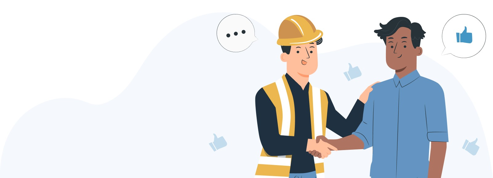 Tradesperson shaking hands with a customer