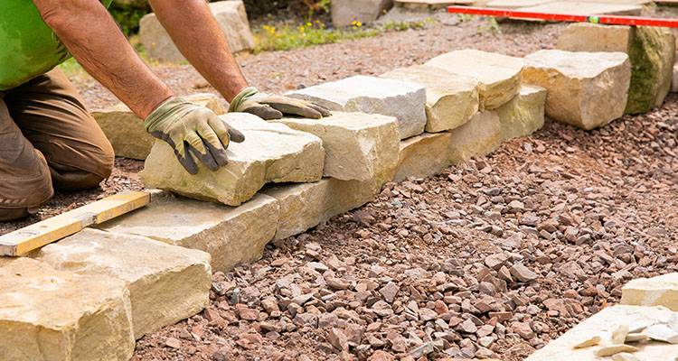garden patio landscaping project underway