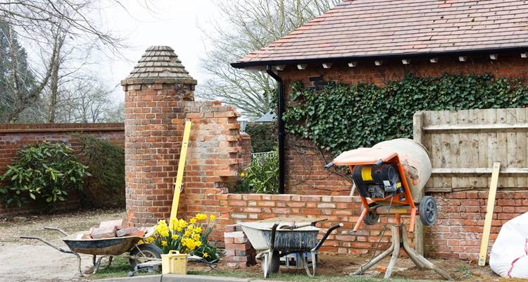 Wall being built