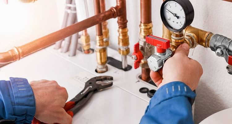 copper pipes tools and hand