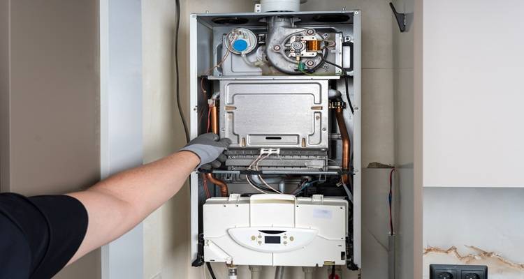 open boiler hand pointing to it