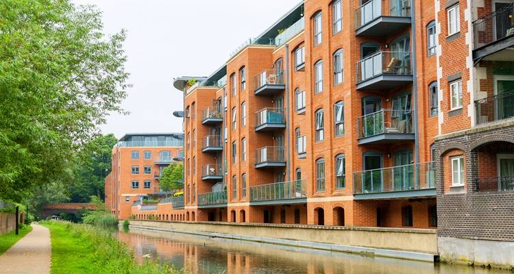 block of modern red brick flats