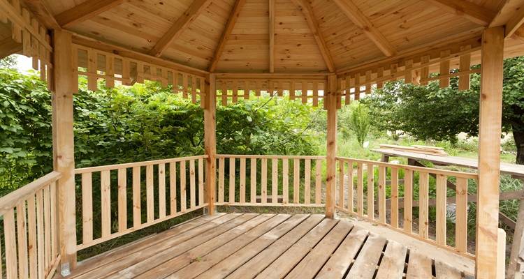 inside of wooden gazebo