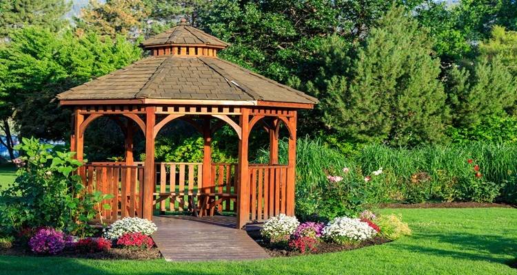 flowery wooden gazebo