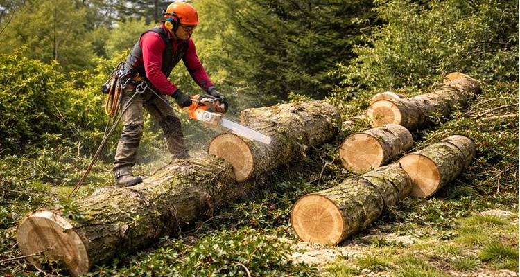 holly tree being cut up