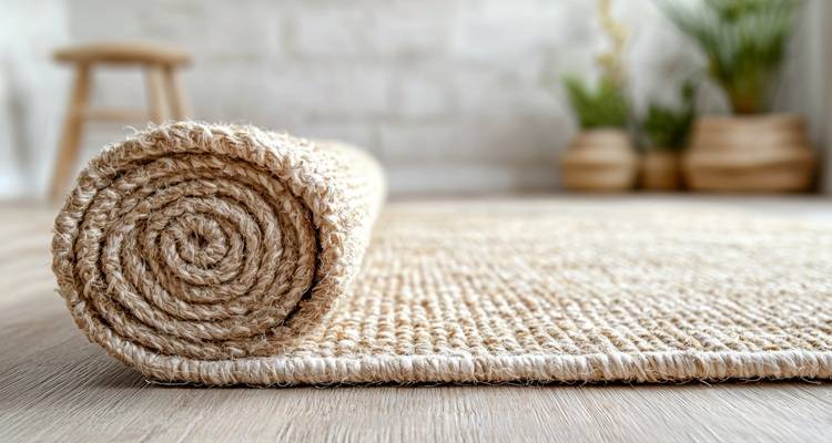 jute rug rolled up