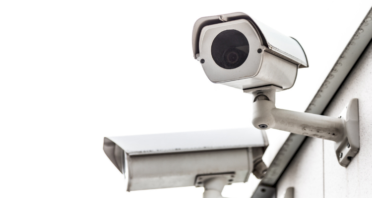 closeup of a CCTV installation