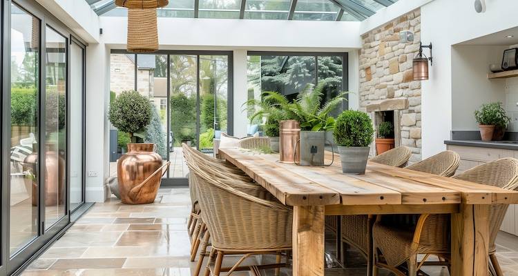 house extension cost guide &mdash; an orangery that is being used as a dining area