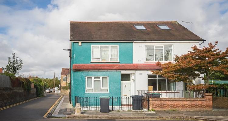 turquoise semi detached house