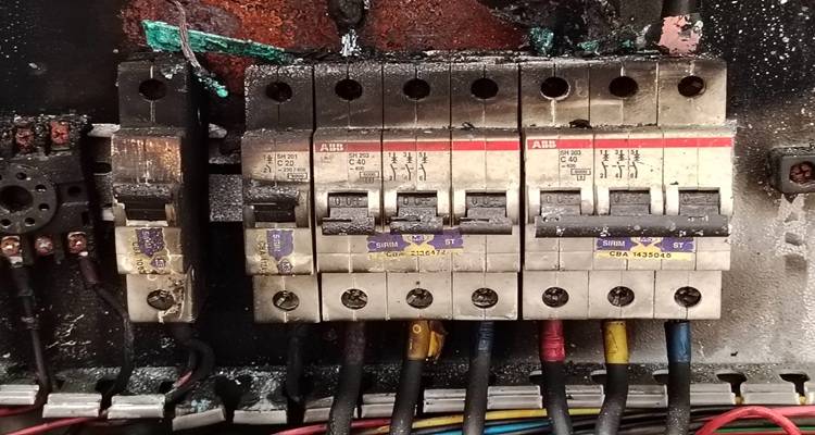 burnt consumer unit