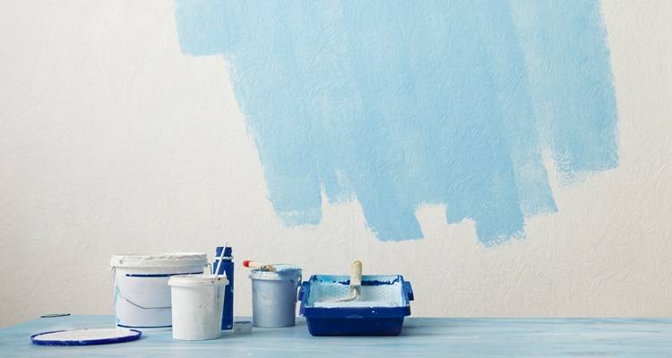 blue paint wall pots