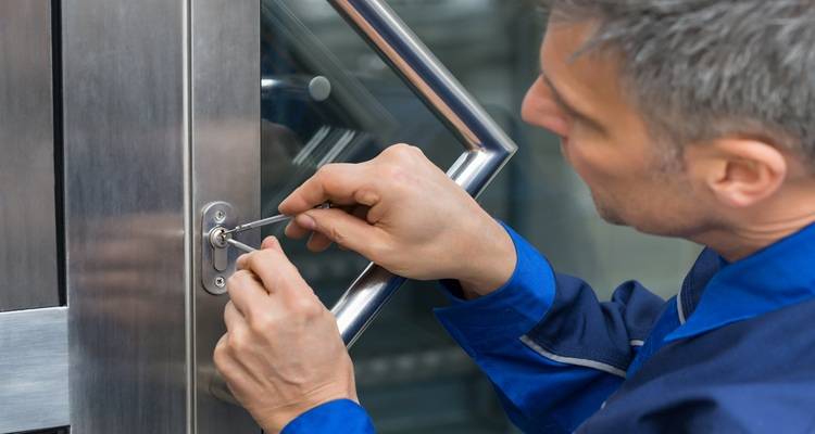 man picking lock