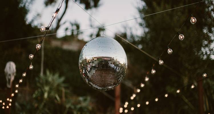 disco ball in garden