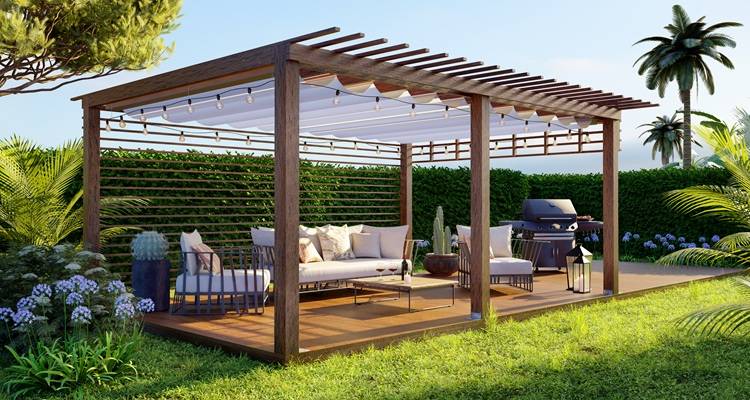 Pergola in garden