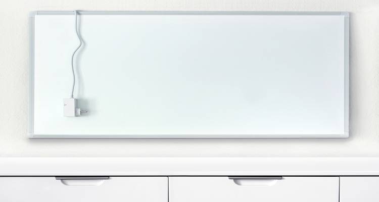 infrared heating panel against wall