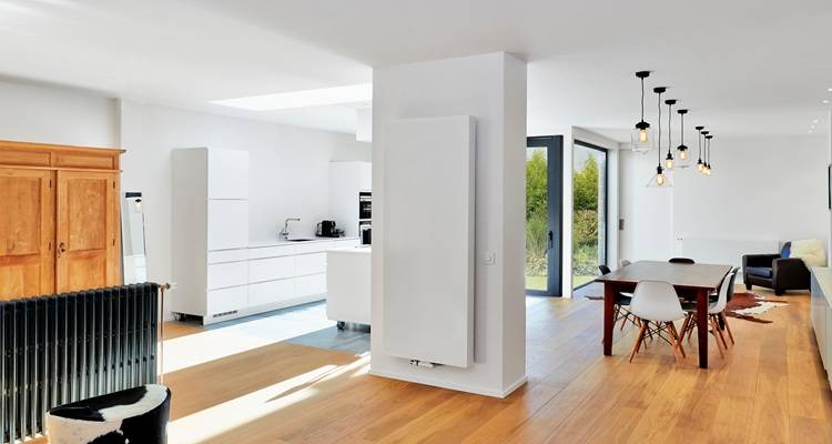 vertical radiator in kitchen