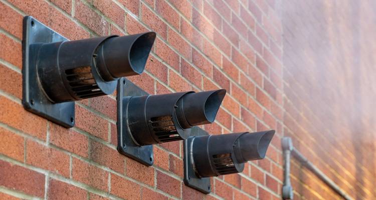 three boiler flues wall