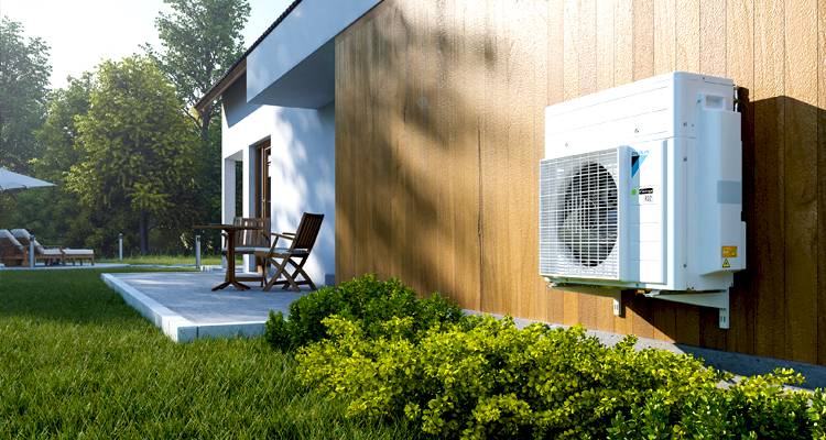 ground source heat pump cost guide - heat pump installation mounted on the external wall of a house