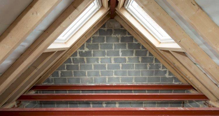 loft space that is in the process of being converted into liveable space