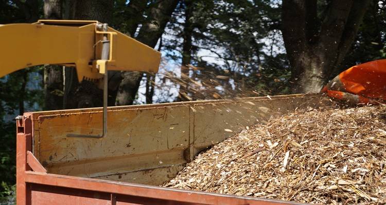 close up woodchipper trailer